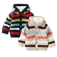 thumbnail image 3 of Paokuoon Kids Winter Sweaters 1-5 Years Toddler Boys Girls Fleece Knit Hooded Cardigan Jacket with Padded Thickening, 3 of 8