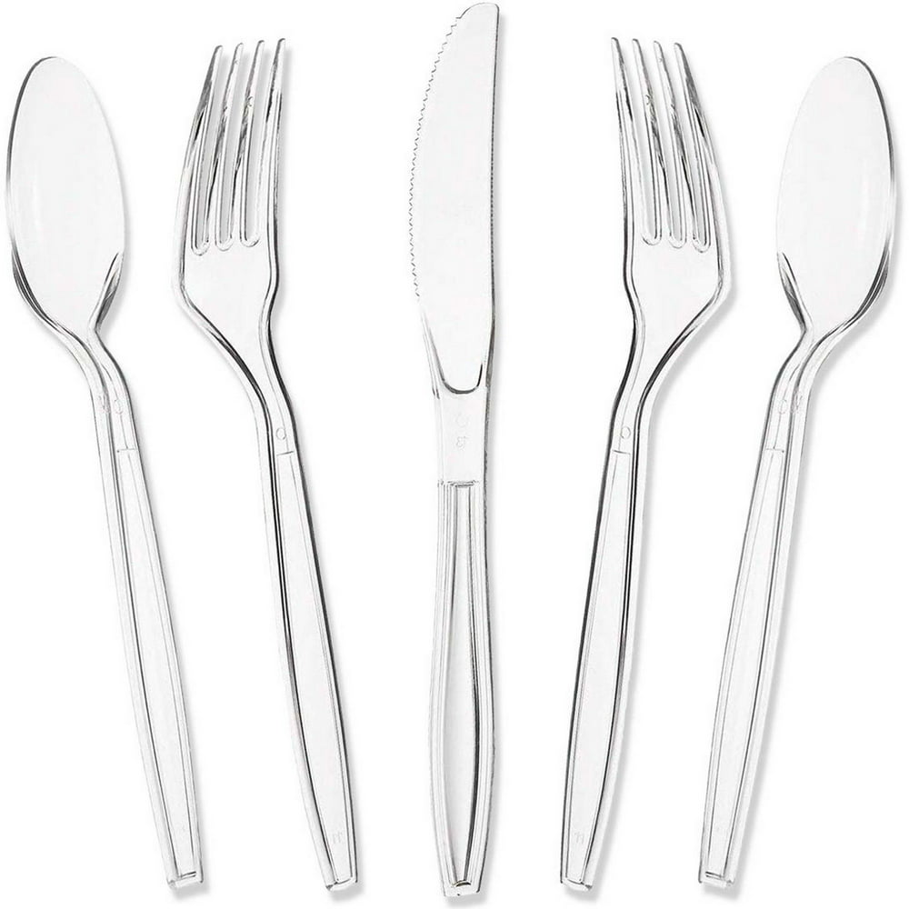 180 Pack Clear Plastic Silverware Disposable Cutlery Utensils With