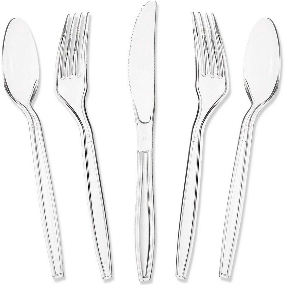 180 Pack Clear Plastic Silverware, Disposable Cutlery Utensils with