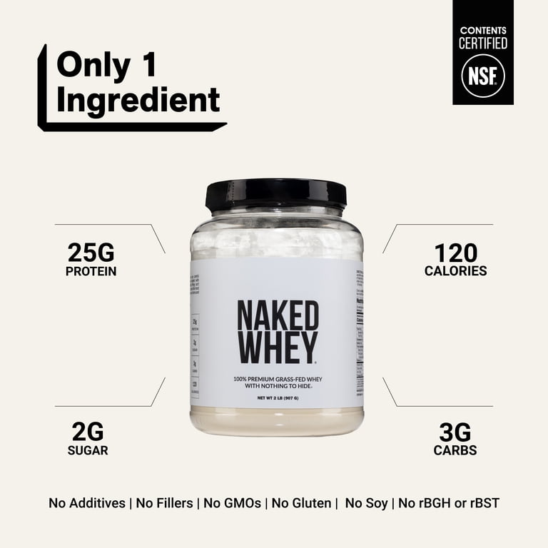 NAKED Whey 2LB 100% Grass Fed Whey Protein Powder