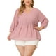 thumbnail image 1 of Plus Size Chiffon Tops for Women's Babydoll Long Sleeve Swiss Dots Blouses Pink 1X, 1 of 7