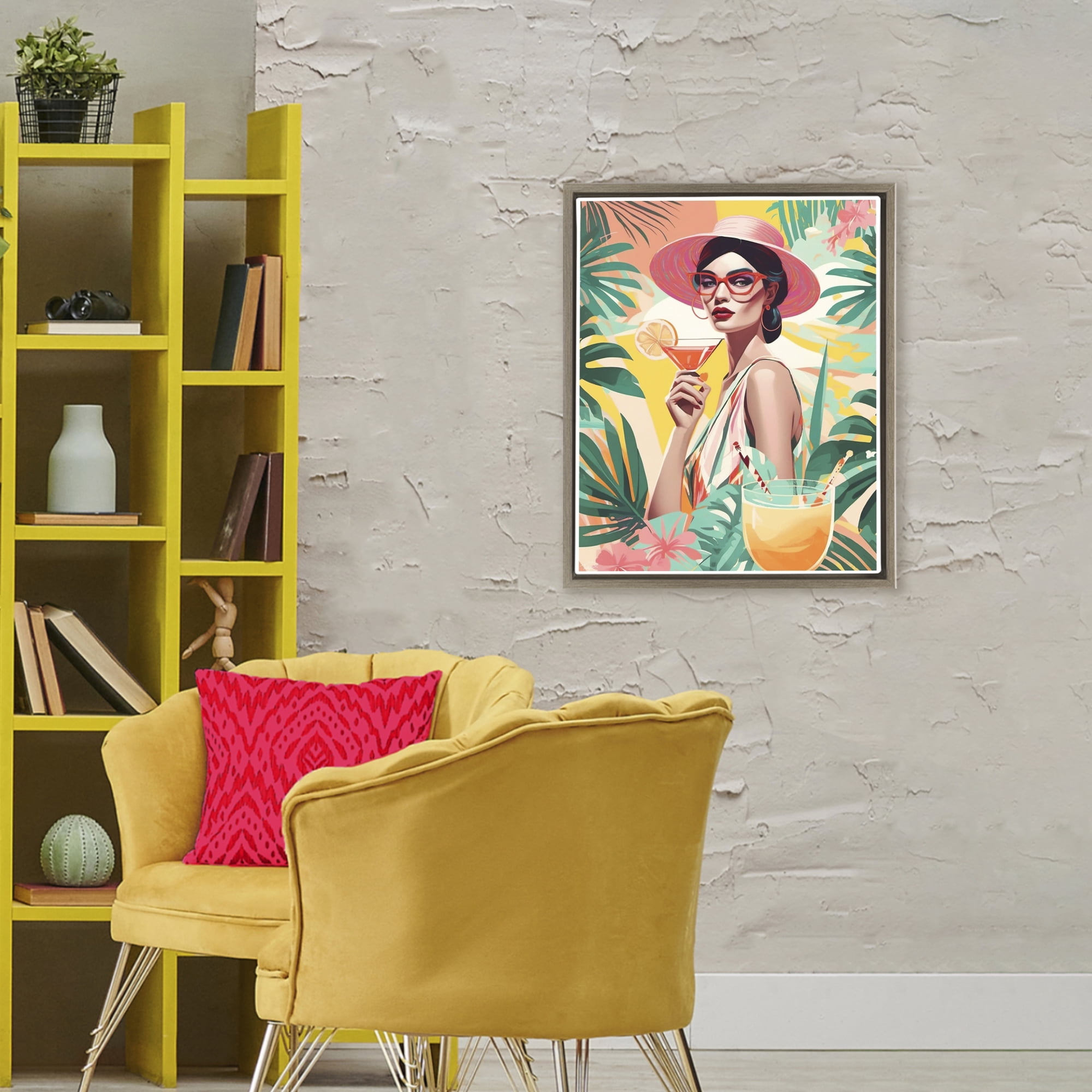 Stupell Industries Exotic Summer Cocktail Brown Framed Floater Canvas Wall Art, design by Tabz Jones