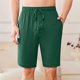 thumbnail image 4 of Pantalones Cortos de Cintura Elástica para Hombre Color Sólido Casual Beach Shorts de Verano con Botón, Algodón de Poliéster, 4 of 7