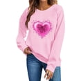 thumbnail image 6 of Womens Valentines Day Gifts Soft Heart Tee Hoodless Round Neck Pullover Shirts Casual Long Sleeved Top ECG Love Tees Comfy Romance Outfits Classic Couple Clothes, 6 of 6