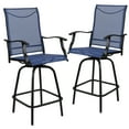 thumbnail image 2 of Merrick Lane Set of 2 High Back Bar Height Swivel Patio Stools with Powder Coated Metal Frames and Navy Textilene Upholstery, 2 of 15