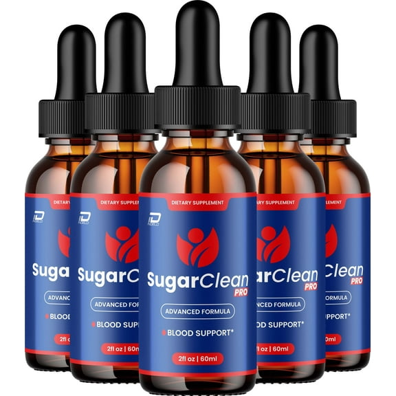 Sugar Clean Pro Liquid Drops – SugarClean Pro Extra Strength Natural Blend Healthy Organic Support, 5 Pack, 5 Month Supply