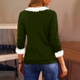 thumbnail image 6 of Christmas Fuzzy Fleece Pullover Tops, V Neck Long Sleeve Sweater Tops, Fall Trendy Blouses, 6 of 7