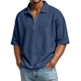 thumbnail image 2 of HAJWOH Mens Quarter Zip Golf Polo Shirts Casual Short Sleeve Waffle Pullover Sweater Top Light Outdoor Sport Shirt, 2 of 4