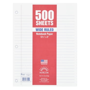 Norcom 5-Pack Filler Paper, 150 Sheets, College Ruled, 10.5