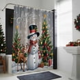 thumbnail image 4 of Grey Christmas Bathroom Shower Curtain Xmas Snowman Tree Elk Snowflake Waterproof Washable Shower Curtains for Bathtub Bath Decor with Grommets and Hook 72 X 72 Inch, 4 of 8