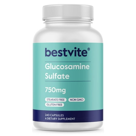 BESTVITE Glucosamine Sulfate 750mg (240 Capsules)-No Stearates