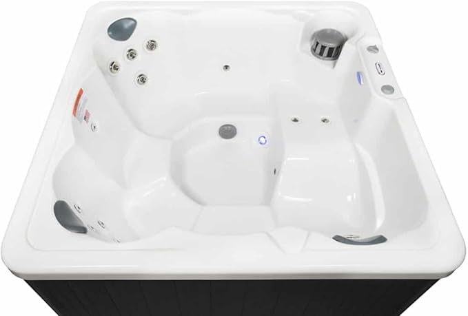 Hudson Bay HB19 6-Person Hot Tub with 19 Therapy Jets and Digital Controls – White Acrylic Interior and Mocha Exterior Cabinet - Ideal for Backyard Relaxation and Hydrotherapy