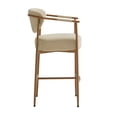 thumbnail image 6 of ReNest 27'' Bar Stools Set of 2, Upholstered Counter Stools with Back and Woven Arms, Gold Metal Frame, Modern Kitchen Island Seating, Fabric in Oatmeal, 6 of 12