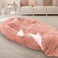 thumbnail image 3 of Human Dog Bed for Adults and Pets, Oversized 71"x45"x12" Memory Foam Bed with Plump Pillow, Blanket, Strap for Relaxing at Home, Pink, 3 of 6