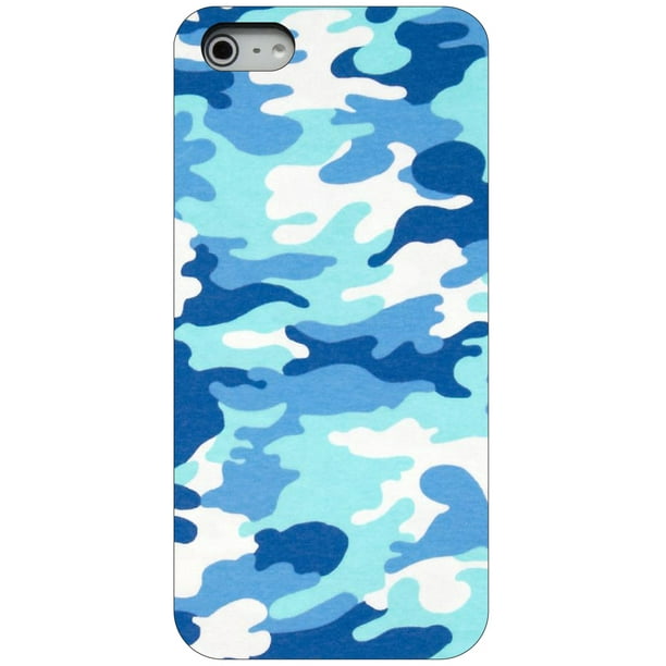 Custom Black Hard Plastic Snap On Case For Apple Iphone 5 5s Se Blue White Camouflage Walmart Com Walmart Com
