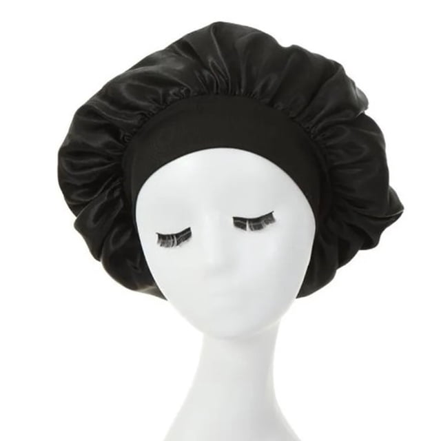 Gorro para dormir, capó para el cabello, capó ancho negro para dormir, capó para el cabello, respuesta rápida