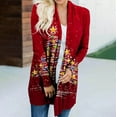thumbnail image 1 of Cárdigan de manga larga suelto de otoño e invierno para mujer, abrigo con estampado navideño Fridja  po3888, 1 of 9