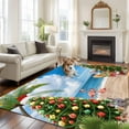 thumbnail image 2 of 5x8 Area Rugs for Living Room, Blue Coastal Christmas Non Slip Area Rugs for Kitchen Bedroom Entryway, Xmas Tree Santa Summer Beach Washable Carpet Runner Rug Floor Mats for Bedroom Home Decor, 2 of 9