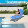 thumbnail image 5 of 3-in-1 Heavy Duty Tanning Chair in  with Adjustable 5-Position Design Portable Outdoor Lounger for Beach Use,White+Blue, 5 of 15