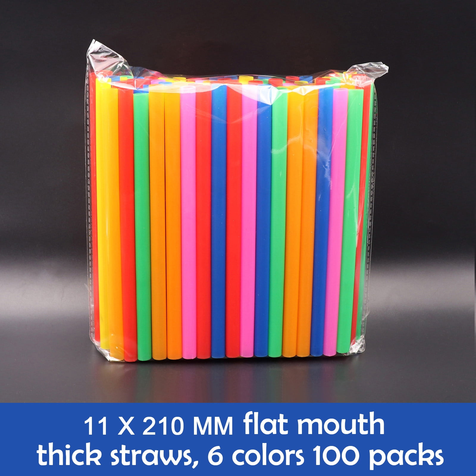 100X Disposable Mouth Long Tube Beverage Tools Plastic Straw Colored Straws  Flat