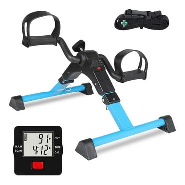 Pedal Exerciser - Folding Portable Exercise Peddler - Under Desk Mini Exercise Bike for Arm/Leg Workout - Adjustable Fitness Rehab Equipment for Elderly Seniors with LCD Display