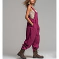 thumbnail image 5 of Feancey Baggy Overalls for Women Adjustable Straps Harem Bib Jumpsuits Solid Color Loose Fit Summer Rompers with Pockets Hot Pink L, 5 of 6