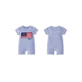 thumbnail image 2 of BemeyourBBs Newborn Baby Boy Girl 4th of July Outfit Summer Clothes Infant Baby Patriot Independent Day Clothes Waffled Stripes Romper Short Sleeve American Flag Embroidery Jumpsuit Bodysuit Playsuit, 2 of 9