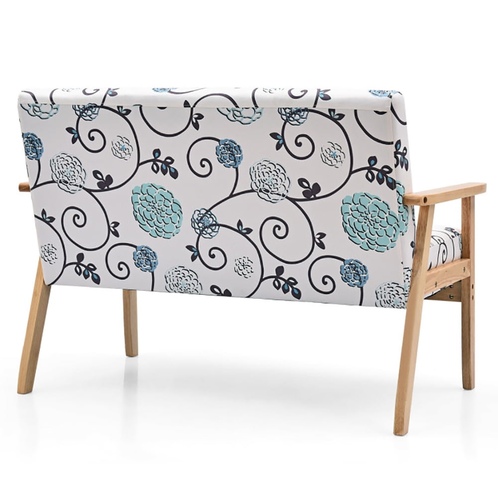 Finihen Loveseat Sofa, 2 Seater Cushioned Couch for Small Spaces, Modern Fabric Loveseat Sofa Couch Upholstered 2-Seat Armchair, for Living Room, Bedroom, 2 seat, White & Blue Finihen Loveseat Sofa, 2 Seater Cushioned Couch for Small Spaces, Modern Fabric Loveseat Sofa Couch Upholstered 2-Seat Armchair, for Living Room, Bedroom, 2 seat, White & Blue