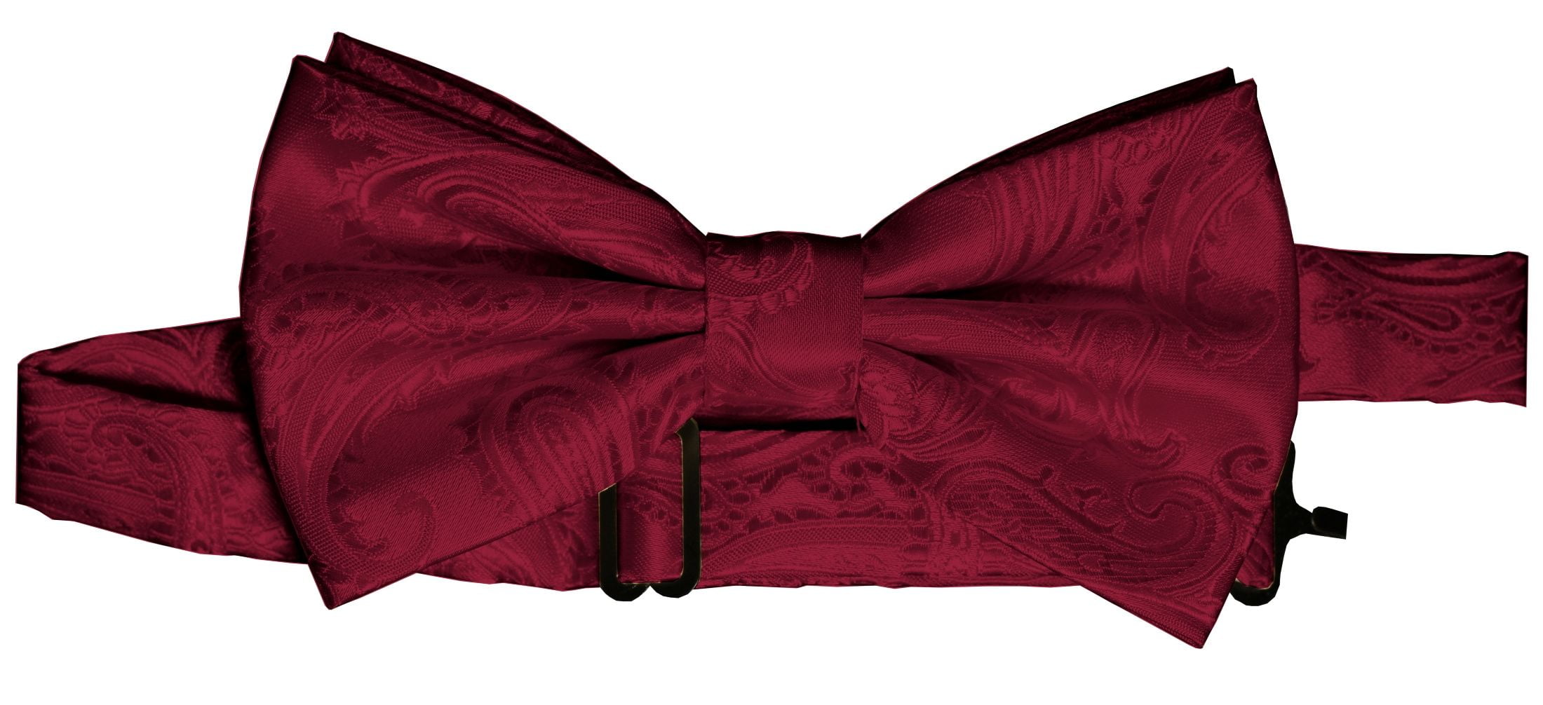 New Brand Q Men's micro fiber Self-tied Bow tie & Hankie Burgundy paisley 