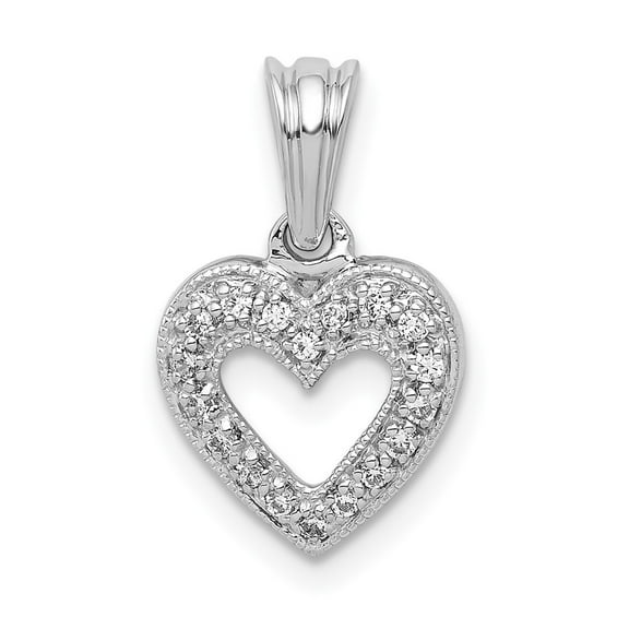 14k White Gold 1/10ct. Diamond Heart Pendant Charm