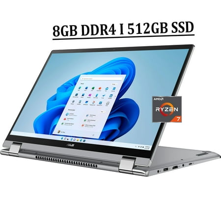 ASUS Zenbook Flip 15 2-in-1 Business Laptop 15.6" FHD IPS Slim bezels Touchscreen AMD Octa-Core Ryzen 7 5700U Processor 8GB DDR4 512GB SSD NVIDIA GeForce MX450 2GB Backlit Keyboard HDMI Win11 Silver