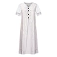 thumbnail image 4 of FRSASU Plus Size Dress Clearance Women'S Bohemian V-Neck Loose Half Sleeve Gauze Print Pocket Mid Calf Dress, 4 of 8