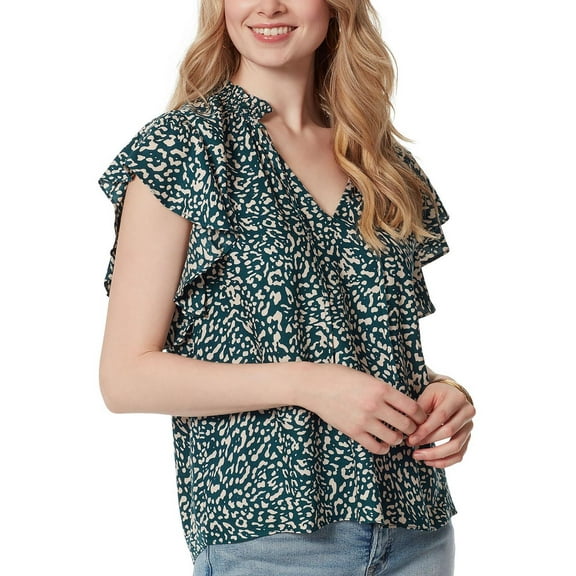 Jessica Simpson Womens Alaina Flutter Sleeve Top Turq/Aqua S