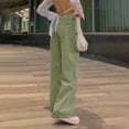 thumbnail image 4 of qucoqpe Women's Baggy Jeans Vintage Straight Wide Leg Denim Pants Streetwear Style Loose Fit Jeans with Pockets Green 2XL, 4 of 7