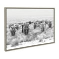 thumbnail image 2 of Kate and Laurel Sylvie Herd of Highland Cows BW Framed Canvas Wall Art by The Creative Bunch Studio, 23x33 Gray, Decorative Farmhouse Animal Art for Wall, 2 of 6