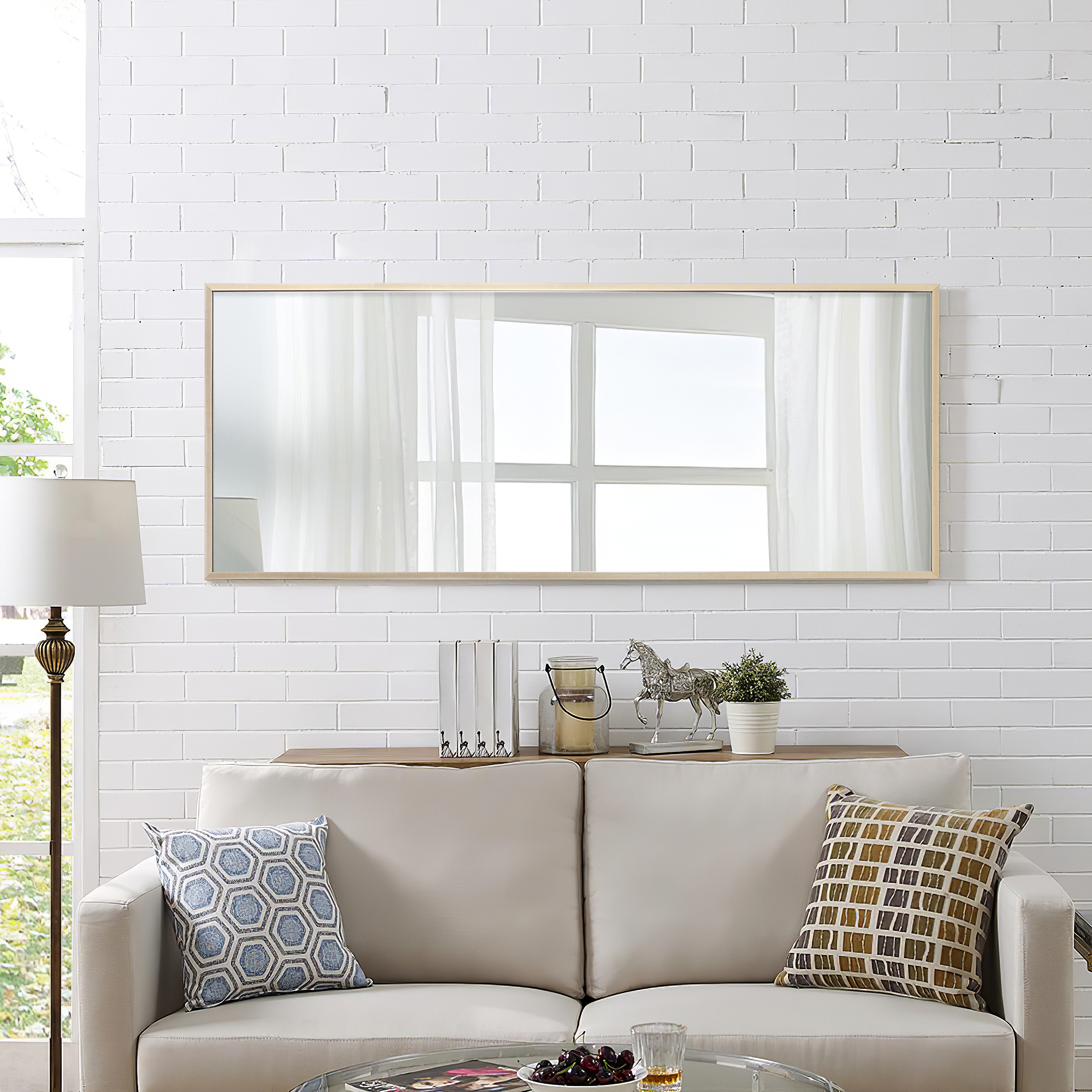 64"*21" Full Length Mirror With Stand Mirror Rectangle Full Body Mirror Gold