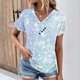 thumbnail image 1 of Fiudx Ropa de Mujer Top Informal de Primavera y Verano de Manga Corta con Cuello En V para Mujer, 1 of 5