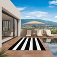 thumbnail image 3 of Black Striped Outdoor Rug for Patio/Deck/Porch, Non-Slip Large Area Rug 5 x 7 Ft, Modern Simple Monochrome Geometric White Indoor Outdoor Rugs Washable Area Rugs, Reversible Camping Rug Carpet Runner, 3 of 8