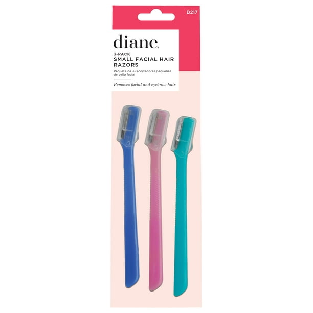 Diane D217 Maquinilla de afeitar para cejas pequeñas, moldeadora de vello facial, dermaplaning, paquete de 3