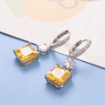 thumbnail image 2 of Vogem Large Yellow Square CZ Dangle Earrings for Women Sparkling Silver Hoop Earrings Hypoallergenic Trendy Jewellery, 2 of 4