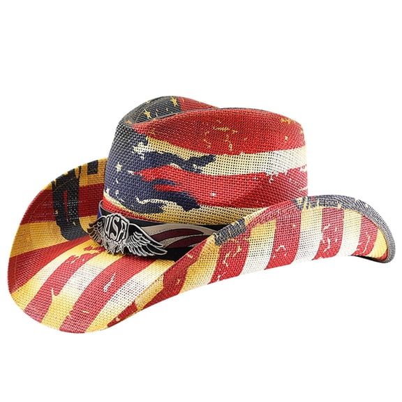 Cowboy Hat For Outdoor Casual Wear Western Style Outdoor Headwear for Men Women All-Season Comfort Stylish Print Design Green