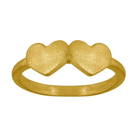 Personalized Double Heart Shaped Initial Ring, Sterling Silver, 10kt Gold or 14kt Gold, 1 Letter, Sizes 3 to 15 in 1/4 Sizes