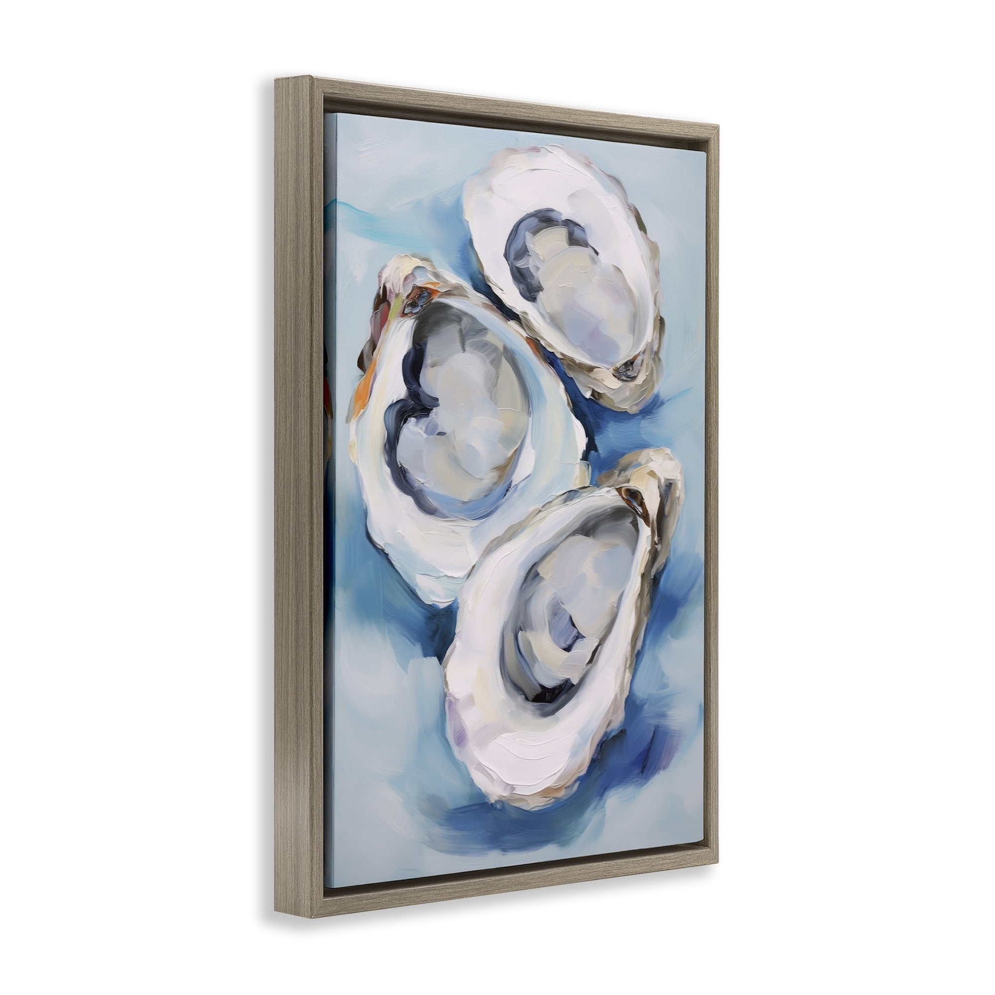 Stupell Industries Oyster Shell Trio Animals & Insects Painting Brown Floater Framed Canvas Art Print Wall Art, 17 x 25