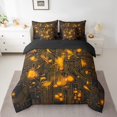 thumbnail image 2 of Erosebridal Gradient Geometric Bed in a Bag Full size, Orange Bed Set, Circuit Print Decor, Reversible 7-Piece, 2 of 5