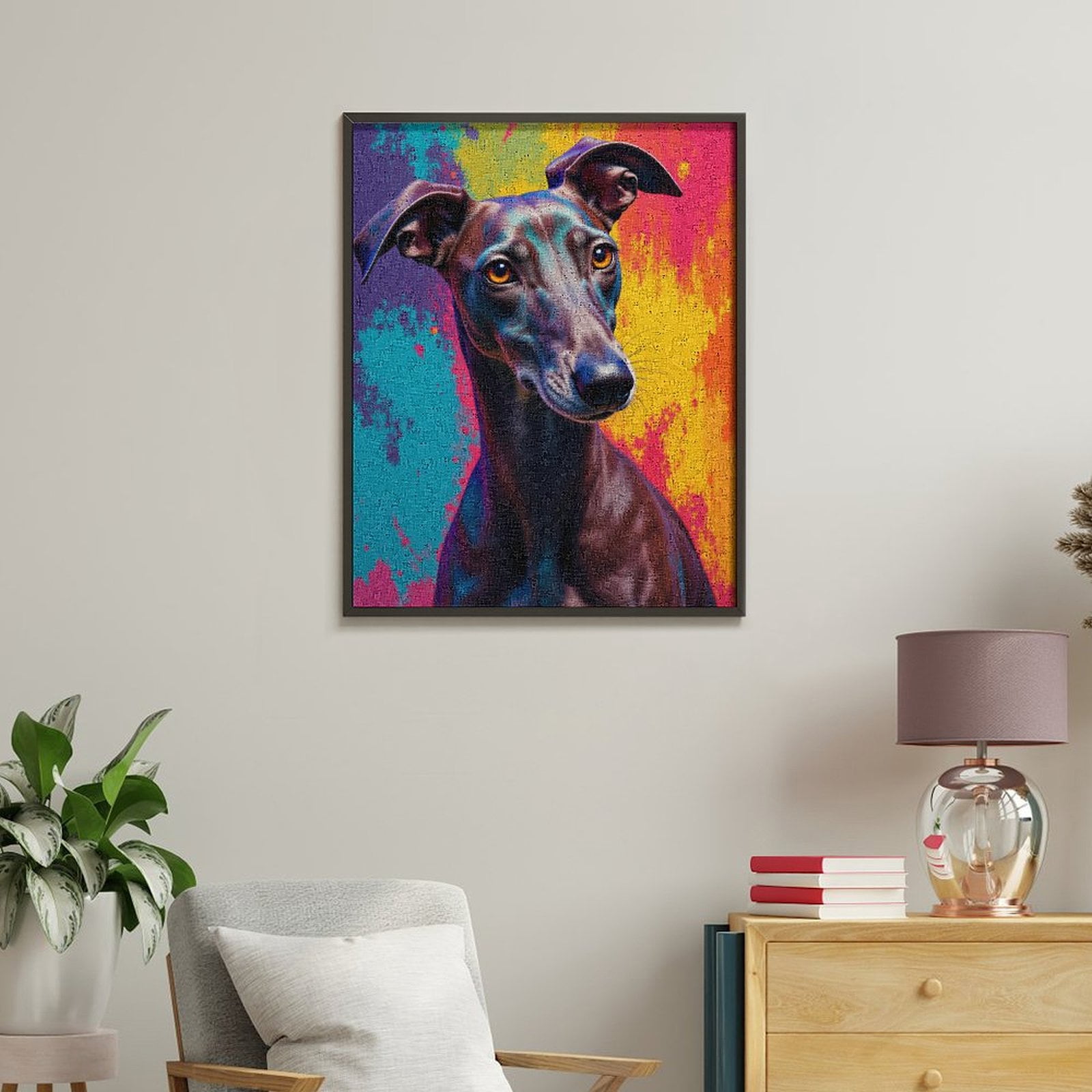 Paint By Numbers Kit for Adults Beginner - Colorful Dog Portrait Art DIY Canvas Painting Kits for Adults, Frameless Paint By Number for Adults for Home Wall Decor 16x20 Inch