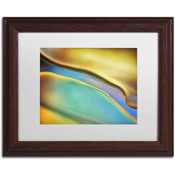 Trademark Fine Art 'Yellow and Aqua Blue Flow' Canvas Art by Cora Niele, White Matte, Wood Frame