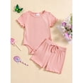 thumbnail image 2 of Suealasg 2Pcs Baby Girl Outfits Clothes Short Sleeve Romper + Elastic Waist Shorts Set 3M 6M 9M 12M 18M Summer Clothing for Newborn Girl, 2 of 9
