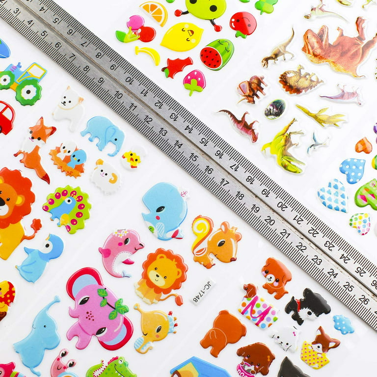 3D Stickers for Kids Toddlers 550+ Vivid Puffy Kids Stickers 24 Different Sheets Colored 3D Stickers for Boys Girls Teachers Reward Craft