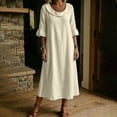 thumbnail image 4 of Ruimatai Women's Cowl Neck Ruffle 3/4 Sleeve Loose Fit Casual A-Line Midi Dresses with Pockets for Women Everyday & Vacation Wear, 4 of 7