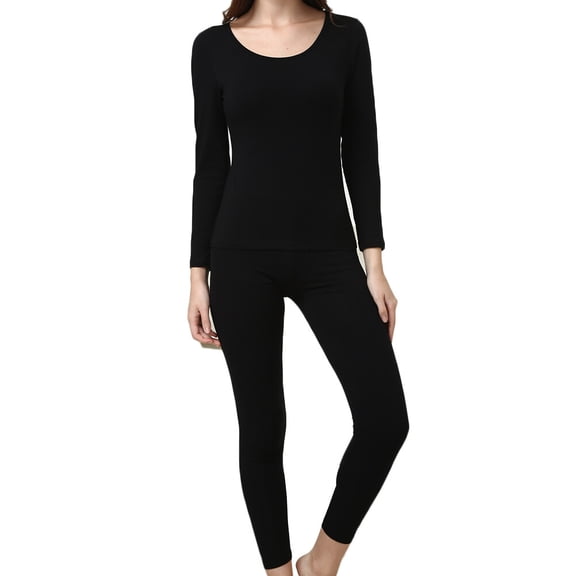 FONDOTIN Womens Long Johns Set Soft Warm Cotton Spandex Thermal Underwear for Winter Activities 2Pcs